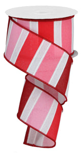 Bold Stripes White/red/pink - 2.5 Inches x 10 Yards (30 Feet)