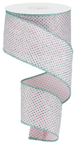Pink Robins Egg Blue Mint Raised Swiss Polka Dots Wired Ribbon (2.5 Inches x 10 Yards (30 Feet))