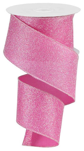 Pink Royal Wired Ribbon, 2.5 Inches x 10 Yards, Iridescent Glitter Satin