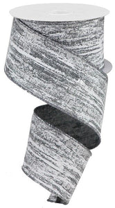 Christmas Glitter Metallic Streaks Canvas Wired Ribbon -Grey Gray, White, Silver - 2.5 Inches x 10 Yards (30 Feet)