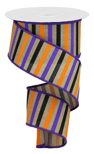 Horizontal Stripe/Royal  Color: Lt Beige/Orng/Purple/Blck - 2.5 Inches x 100 Feet (33.3 Yards)