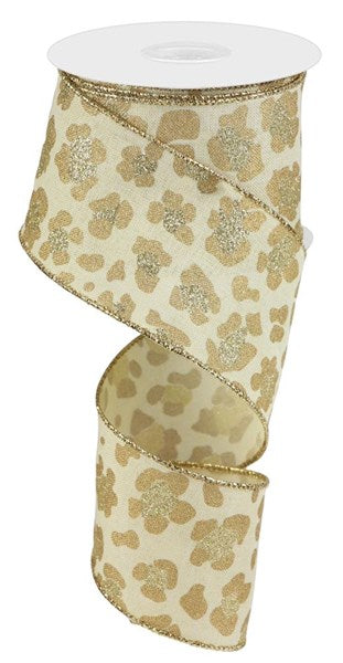 Leopard Print/Royal  Color: Cream/Gold/Lt Gold - 2.5 Inches x 100 Feet (33.3 Yards)