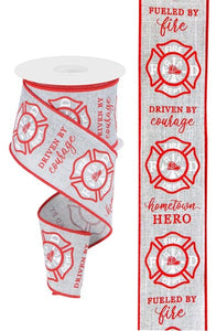 Firefighter Badge Wired Ribbon : Light Grey Gray - 2.5 Inches x 10 Yards (30 Feet)