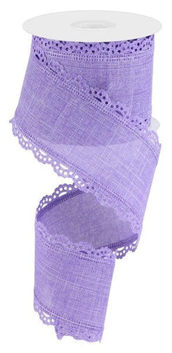 Scalloped Edge Canvas Wired Ribbon : Lavender Purple - 2.5 Inches x 10 Yards (30 Feet)