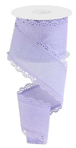 Scalloped Edge Burlap Wired Ribbon : Light Lavender Purple - 2.5 Inches x 10 Yards (30 Feet)