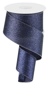 Shimmer Glitter Wired Edge Ribbon : Navy Blue - 2.5 Inches x 10 Yards
