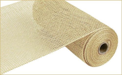 Poly Burlap Mesh Ribbon : Solid Beige - 10 Inches x 10 Yards (30 Feet)