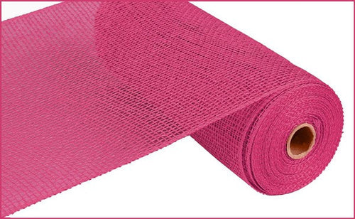 Poly Burlap Mesh Ribbon : Solid Fuchsia Pink - 10 Inches x 10 Yards (30 Feet)