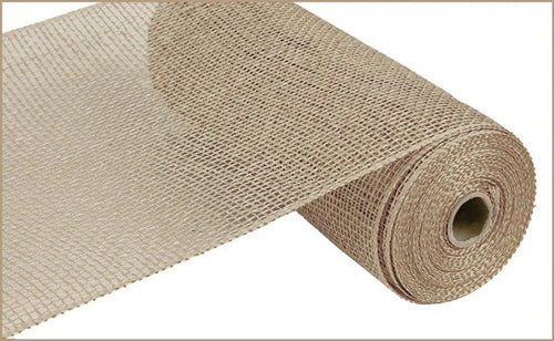 Poly Burlap Mesh Ribbon : Solid Natural Beige - 10 Inches x 10 Yards (30 Feet)