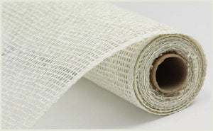 Poly Burlap Mesh Ribbon : Solid White Solid  - 10 Inches x 10 Yards (30 Feet)