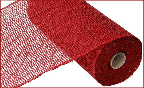 Poly Burlap Mesh Ribbon : Solid Cranberry - 10 Inches x 10 Yards (30 Feet)