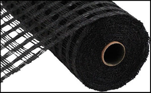 Poly Burlap Check Check Mesh Ribbon : Black - 10 Inches x 10 Yards (30 Feet)