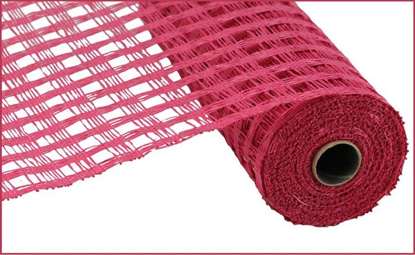 Poly Burlap Check Check Mesh Ribbon : Fuchsia Pink - 10 Inches x 10 Yards (30 Feet)
