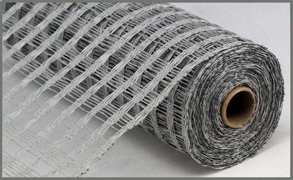 Poly Burlap Check Check Mesh Ribbon : Grey Gray - 10 Inches x 10 Yards (30 Feet)
