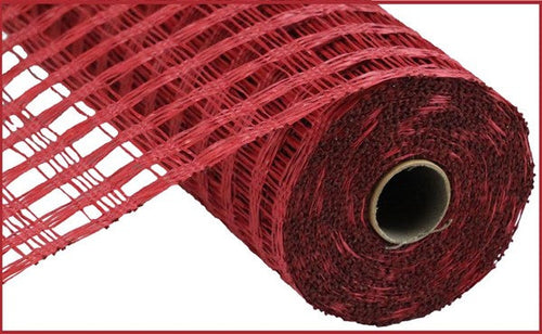 Poly Burlap Check Check Mesh Ribbon : Cranberry Red - 10 Inches x 10 Yards (30 Feet)