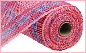 Poly Burlap Plaid Mesh Ribbon : Pink, Lavender Purple, Blue, White - 10 Inches x 10 Yards (30 Feet)