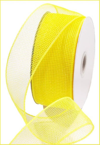 Deco Poly Mesh Ribbon : Yellow - 2.5 Inches x 25 Yards (75 Feet)