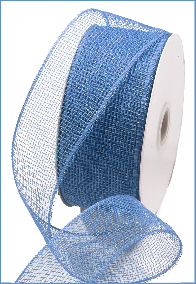 Deco Poly Mesh Ribbon : Denim Blue - 2.5 Inches x 25 Yards (75 Feet)
