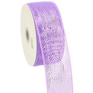 Deco Poly Mesh Ribbon : Metallic Lavender - 2.5 Inches x 25 Yards (75 Feet)