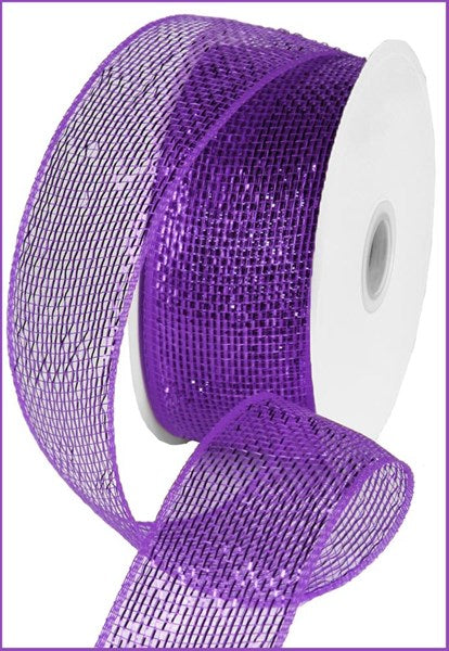 Deco Poly Mesh Ribbon : Metallic Purple - 2.5 Inches x 25 Yards (75 Feet)
