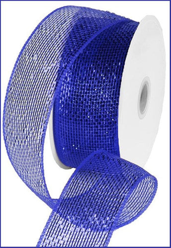 Deco Poly Mesh Ribbon : Metallic Royal Blue - 2.5 Inches x 25 Yards (75 Feet)