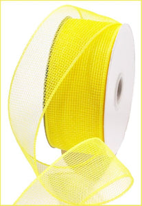 Deco Poly Mesh Ribbon : Non Metallic Yellow - 2.5 Inches x 25 Yards (75 Feet)