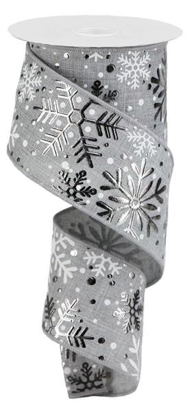 silver white silver snowflakes - 2.5 Inches x 10 Yards (30 Feet)