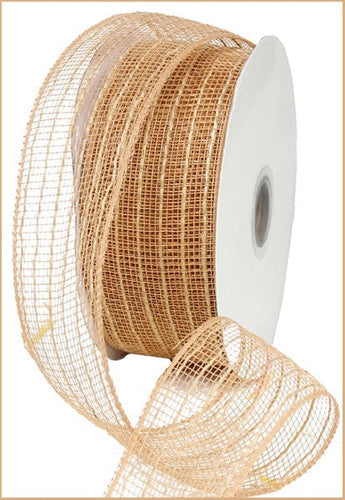 Wide Poly Jute Burlap Deco Mesh Ribbon - Natural Beige - 2.5 Inches x 25 Yards