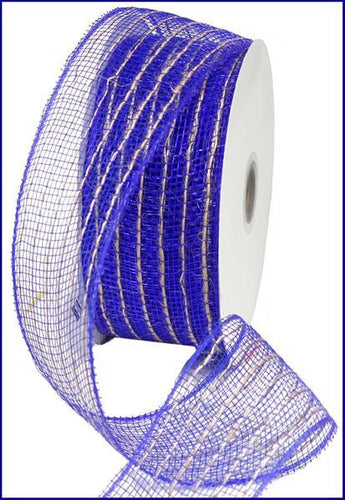 Royal Blue Jute Deco Mesh Ribbon - 2.5 Inches x 25 Yards