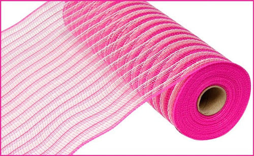 Poly Jute Burlap Deco Mesh Ribbon : Dark Pink, Cream - 10.25 Inches x 10 Yards (30 Feet)