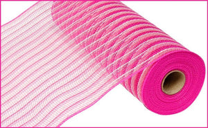 Poly Jute Burlap Deco Mesh Ribbon : Dark Pink, Cream - 10.25 Inches x 10 Yards (30 Feet)