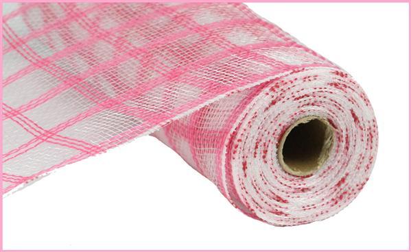 Deco Poly Faux Jute Check Mesh Ribbon : Dark Pink - 10.25 Inches x 10 Yards (30 Feet)