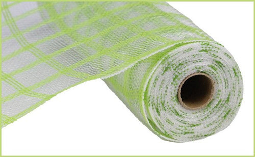 Deco Poly Faux Jute Check Mesh Ribbon : Fresh Green - 10.25 Inches x 10 Yards (30 Feet)