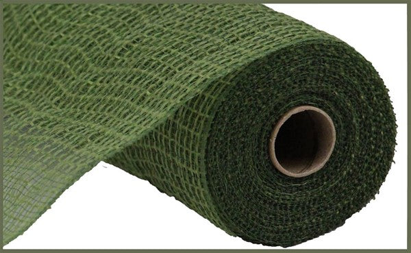 Poly Faux Jute Small Check Mesh Ribbon : Moss Green - 10.25 Inches x 10 Yards (30 Feet)