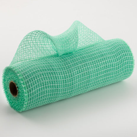 Poly Faux Jute Small Check Mesh Ribbon : Mint Green - 10.25 Inches x 10 Yards (30 Feet)