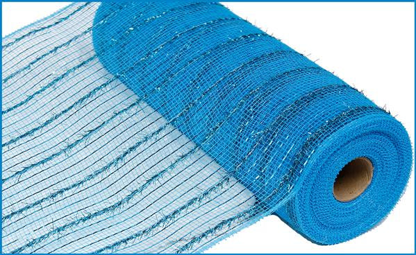 Tinsel Foil Deco Mesh Ribbon : Turquoise Blue - 10 Inches x 10 Yards (30 Feet)