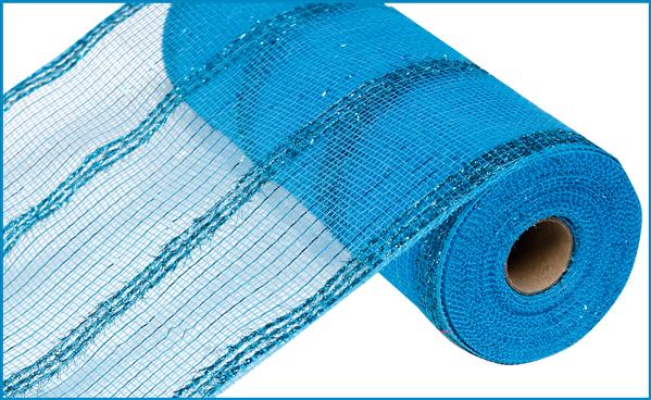 Deco Poly Mesh Ribbon Tinsel Mesh Ribbon : Turquoise Blue - 10 Inches x 10 Yards (30 Feet)