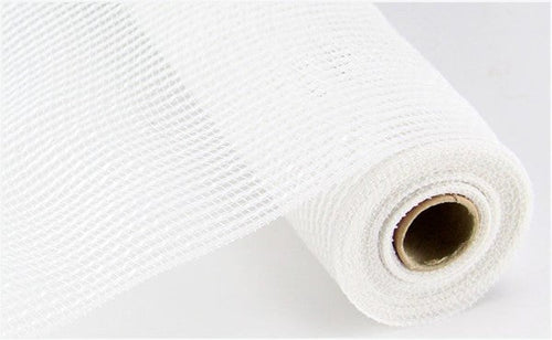 Wide Foil Mesh Ribbon : White & Matte White - 10 Inches x 10 Yards (30 Feet)