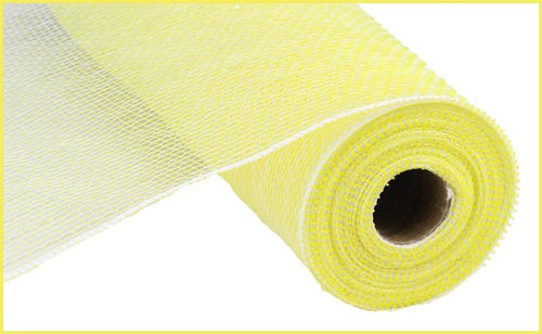 Iridescent Foil Deco Mesh Ribbon : Pastel Yellow White - 10.5 Inches x 10 Yards (30 Feet)
