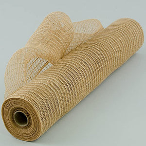 Wide Poly Jute Deco Solid Mesh Ribbon: Natural - 21 Inches x 10 Yards (30 Feet)
