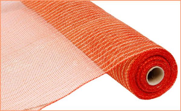 Poly Jute Deco Mesh Ribbon: Red Orange Jute - 21 Inches x 10 Yards (30 Feet)
