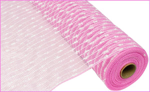 Cottonball Deco Mesh Ribbon : Pink White - 21 Inches x 10 Yards (30 Feet)