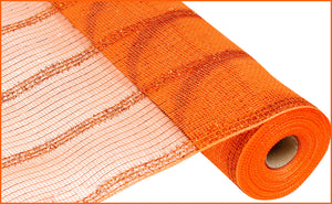 Wide Tinsel Foil Deco Mesh Ribbon : Orange - 21 Inches x 10 Yards (30 Feet)