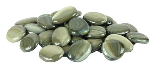 Glass Agate Stones (38 40Mm) Tan & Grey 60 Stones Per Bag