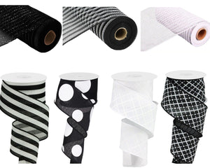 Set of Black and White Starter Mesh Ribbon Kit - Black White