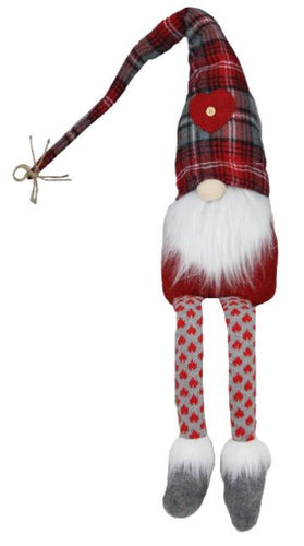 Sitting Gnome (Plaid/Knitted) - 30.75 Inch 