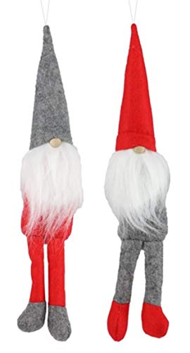 Plush Gnome Ornaments (Set of Two Assorted) : Red Grey Gray - 8