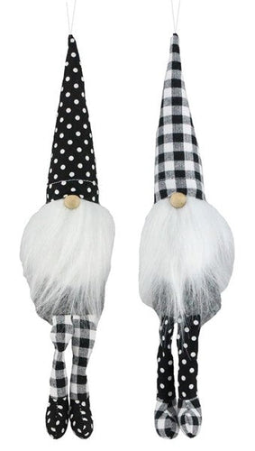 Plush Gnome Ornaments (Set of Two Assorted) : Black White - 8