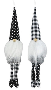 Plush Gnome Ornaments (Set of Two Assorted) : Black White - 8" Tall