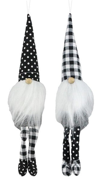Plush Gnome Ornaments (Set of Two Assorted) : Black White - 8
